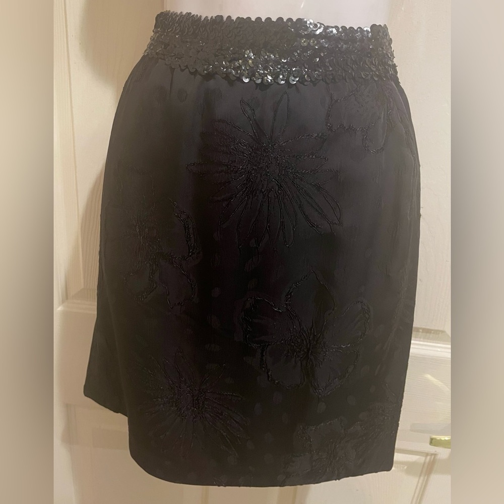 NWOT Black Embellished slip on fully lined Mini Skirt